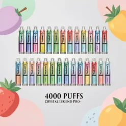 Náhodné príchute Crystal Legend 4000 potiahnutí 12 ml e-liquidu 1350 mAh batéria jednorazová e-cigareta veľkoobchod Slovensko